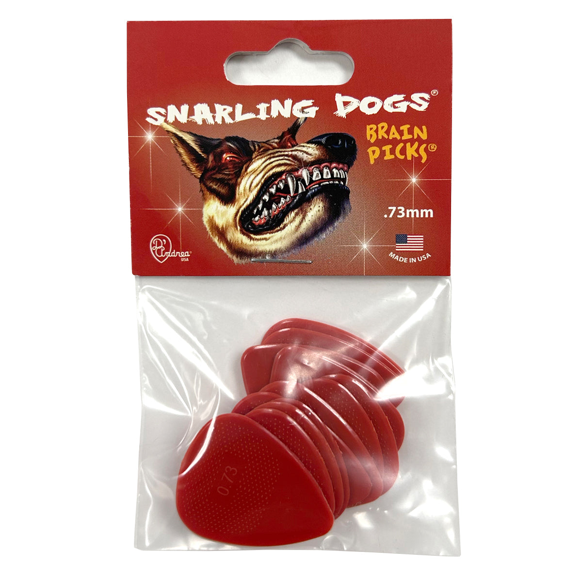 D Andrea 351 Snarling Dogs Brain Red Pick Pack Medium 12 Picks