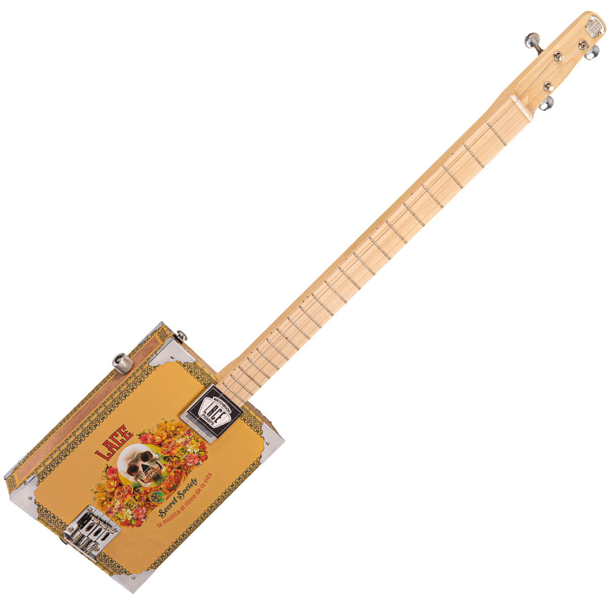 Lace Cigar Box Electric Guitar 3 String Secret Society