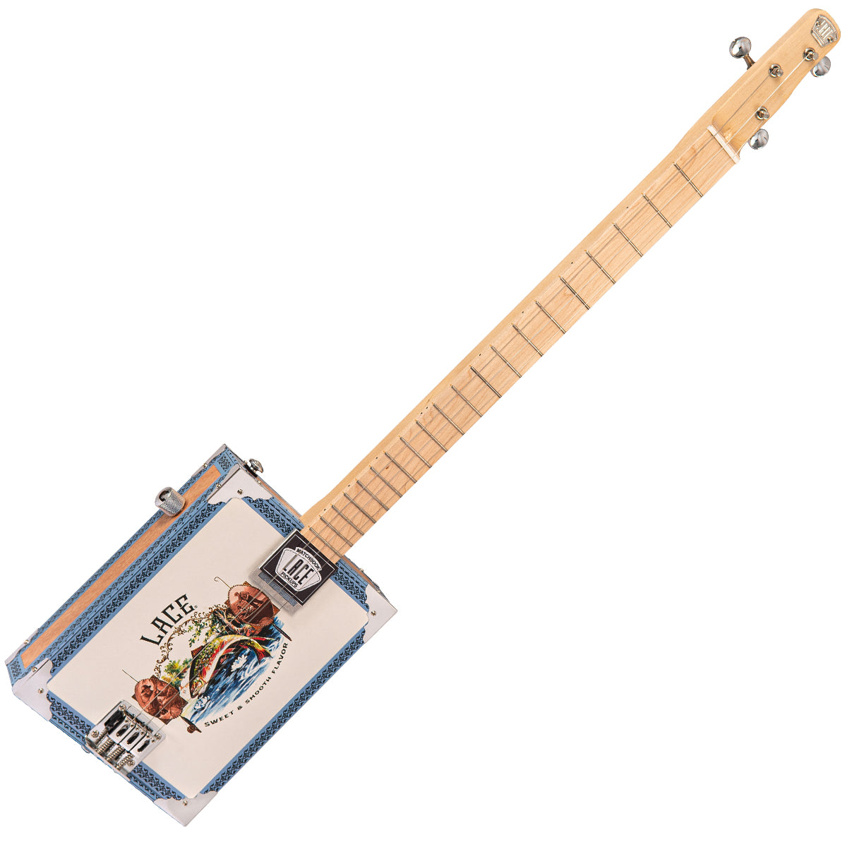 Lace Cigar Box Electric Guitar 3 String Gone Fishin