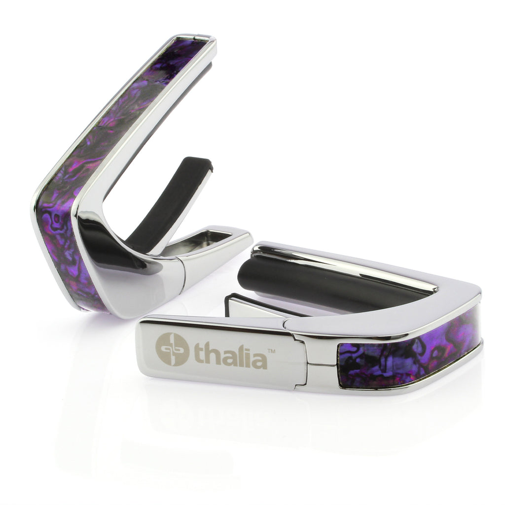 Thalia Exotic Series Shell Collection Capo ~ Chrome with Purple Paua Inlay